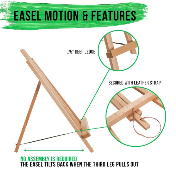 14  Medium Tabletop Display Stand A-Frame Artist Easel, 6 Pack - Beechwood Tripod, Painting Party Easel, Portable Kids Student Table School Desktop Online - Image 3