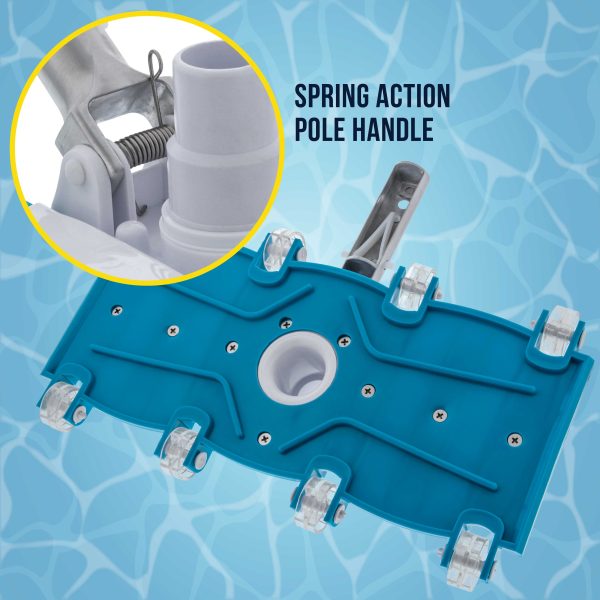 U.S. Pool Supply® 14  Weighted Flexible Concrete Swimming Pool Vacuum Head, Swivel Hose Connection & Aluminum Spring Action Pole Handle - Connect 1-1 4  or 1-1 2  Hose Supply - Image 5