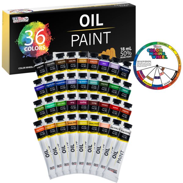 Professional 36 Color Set of Art Oil Paint in Large 18ml Tubes - Rich Vivid Colors for Artists, Students, Beginners - Canvas Portrait Paintings Sale