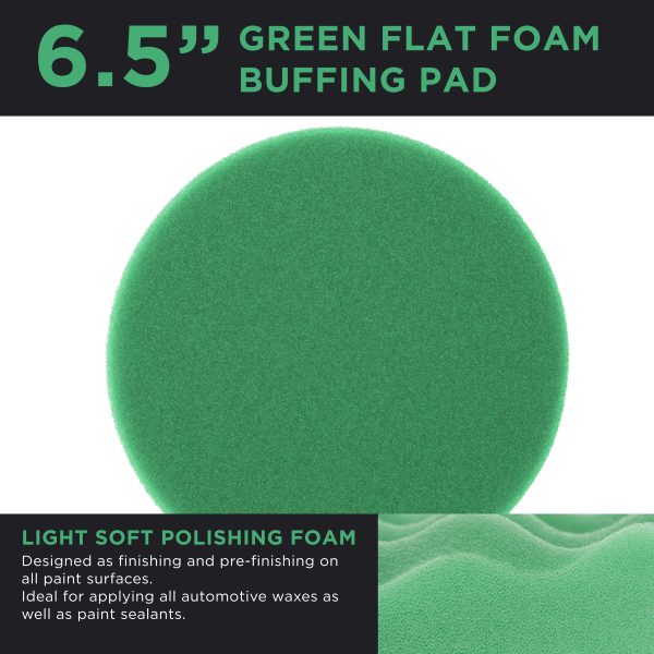 6.5  Green Flat Soft Polishing Grip Foam Polish Pad - DA Hook & Loop Online Hot Sale - Image 2