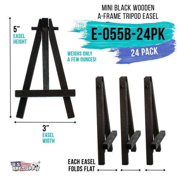 5  Mini Black Wood Display Easel, 24 Pack, A-Frame Artist Painting Party Tripod Easel - Tabletop Holder Stand for Small Canvases, Kids Crafts, Signs Fashion - Image 2