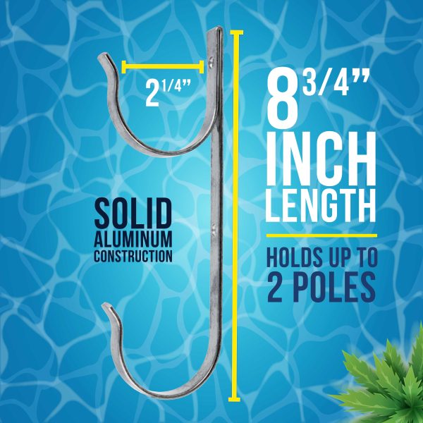 U.S. Pool Supply® Set of 2 Aluminum Pool Hangers for Telescopic Poles - Store Poles with Nets, Vacuums, Hoses & Attachments Online Sale - Image 3