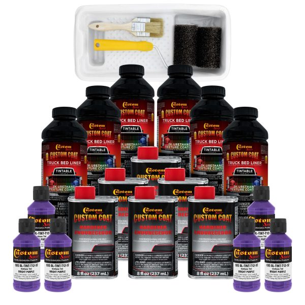 Bright Purple 1.5 Gallon (6 Quart) Urethane Roll-On, Brush-On or Spray-On Truck Bed Liner Kit with Roller and Brush Applicator Kit - Textured Coating For Discount
