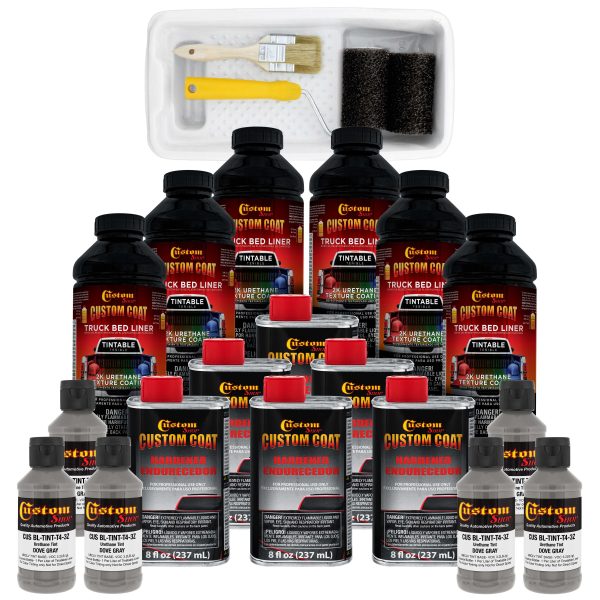 Dove Gray 1.5 Gallon (6 Quart) Urethane Roll-On, Brush-On or Spray-On Truck Bed Liner Kit with Roller and Brush Applicator Kit - Textured Coating on Sale