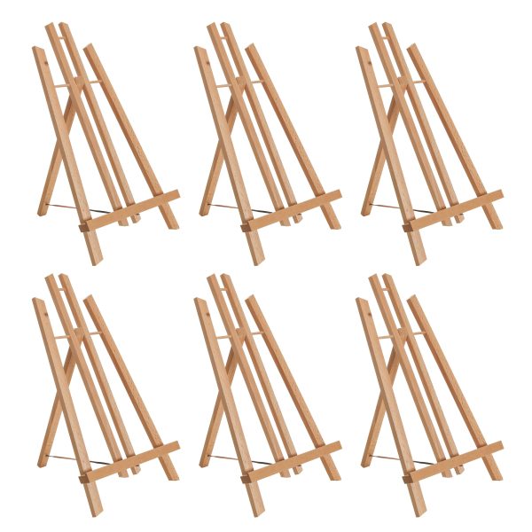 14  Medium Tabletop Display Stand A-Frame Artist Easel, 6 Pack - Beechwood Tripod, Painting Party Easel, Portable Kids Student Table School Desktop Online