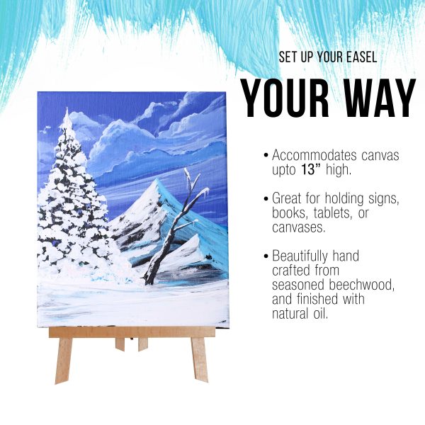14  Medium Tabletop Display Stand A-Frame Artist Easel, 6 Pack - Beechwood Tripod, Painting Party Easel, Portable Kids Student Table School Desktop Online - Image 4