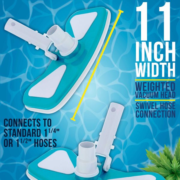 U.S. Pool Supply® 11  Weighted Butterfly Pool Vacuum Head with Swivel Hose Connection & EZ Clip Handle - Connect 1-1 4  or 1-1 2  Hose - Removes Debris, Cleans Floors For Discount - Image 3