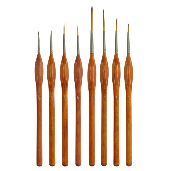 8 Piece Taklon Detail and Liner Artist Brush Set with Wood Comfort Grip Handles - Art, Detailing, Acrylic, Oil, Watercolor For Cheap