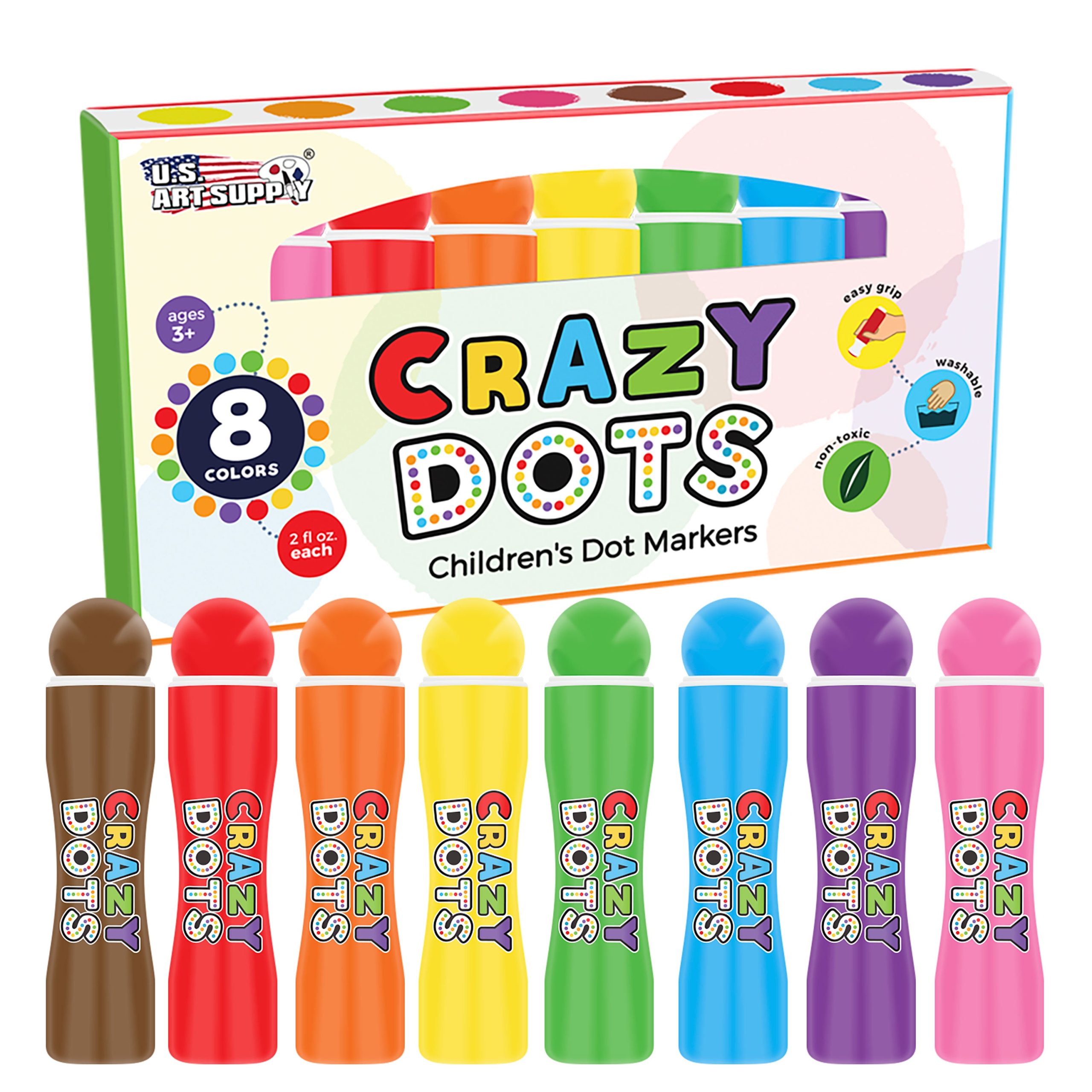 8 Color Crazy Dots Markers – Children s Washable Easy Grip Non-Toxic Paint Marker Daubers Online Hot Sale