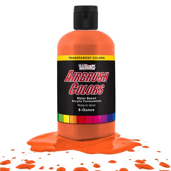 Orange, Transparent Acrylic Airbrush Paint, 8 oz. Supply