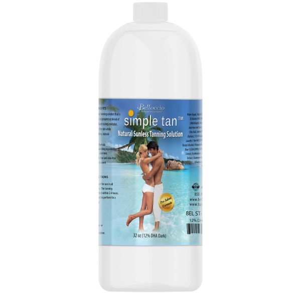 1 Quart of Belloccio Simple Tan Professional Salon Sunless Tanning Solution with 12% DHA and Dark Bronzer Color Guide Sale