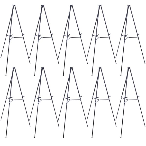 66  High Showroom Black Aluminum Display Easel and Presentation Stand (Pack of 10) - Large Adjustable Height Portable Floor and Tabletop Tripod For Sale
