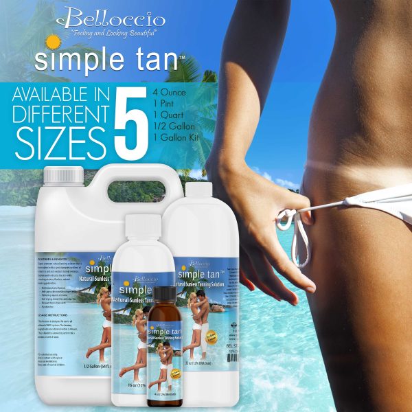 1 Pint of Belloccio Simple Tan Professional Salon Sunless Tanning Solution with 12% DHA and Dark Bronzer Color Guide Online - Image 3