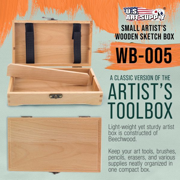 Multi-Function Unfinished Beechwood Artist Tool and Brush Storage Box with Locking Clasps - Protect and Organize and Transport Pencils, Erasers, Tools & Supplies Online Hot Sale - Image 2