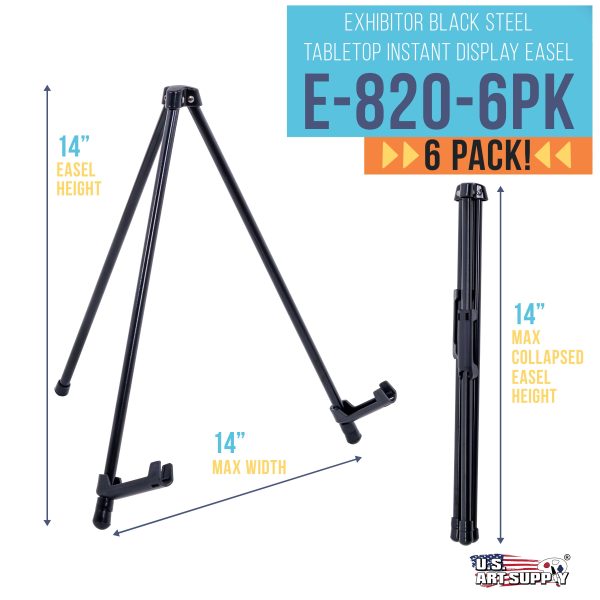 14  High Exhibitor Black Steel Tabletop Instant Display Easel (Pack of 6 Easels) - Small Portable Tripod Stand, Adjustable Holders - Display Paintings Sale - Image 2