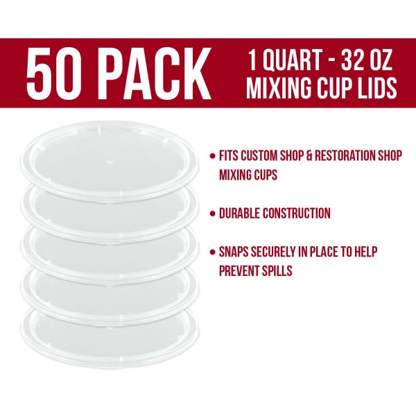 Box of 50 Lids - Quart size - Exclusivly fit Custom Shop  TCP Global 32 Ounce Paint Mix Cups Cheap - Image 2