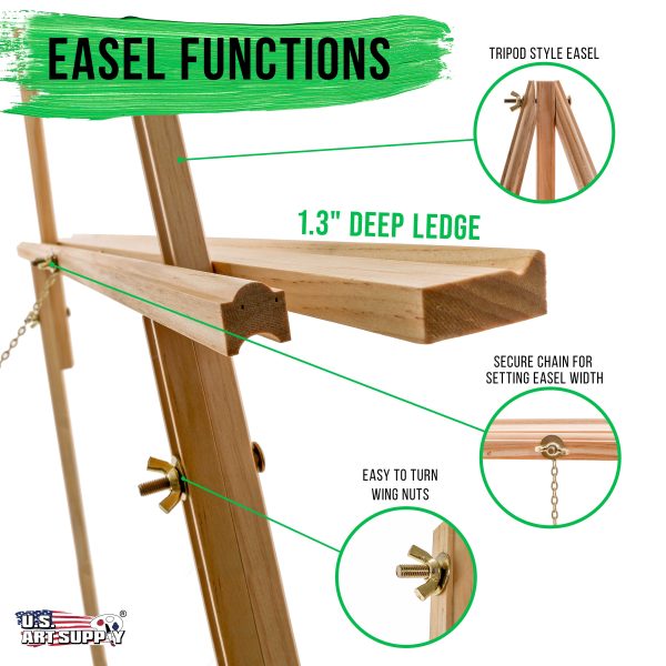12-Pack 64  Wooden Easel Stand Tripods - Adjustable A-Frame Display, Painting, Drawing, Canvas, Photos & Signs - Lightweight Pinewood Studio Easel Adjustable Tray & 40  Canvas Capacity Fashion - Image 3