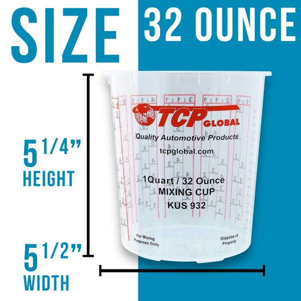 Paint Mixing Cups Plastic Measuring Cup Epoxy Resin, Disposable or Reusable, 32-Ounce Quart - Pack of 12 - Graduated, Mixing Ratios, Automotive Painting Acrylic Art Crafts Online Sale - Image 3