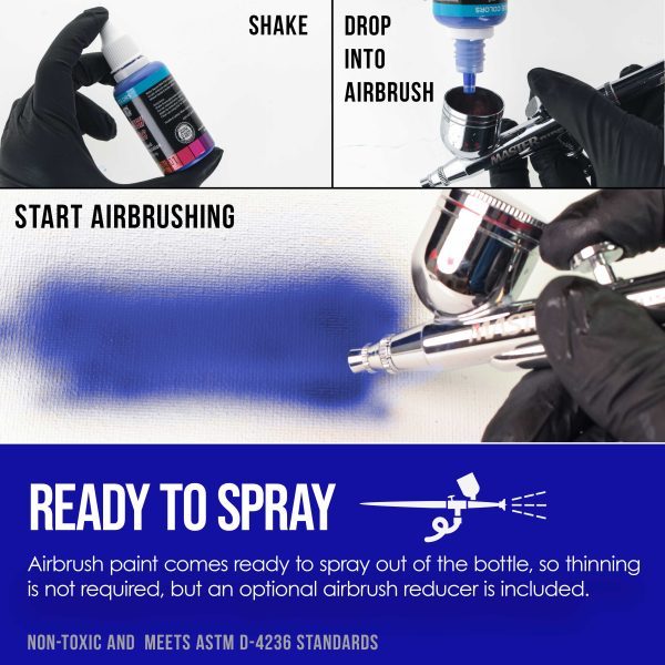 12 Color Pearlized Acrylic Airbrush Paint Set; Pearl Colors plus Reducer & Cleaner, 1 oz. Bottles Online now - Image 3
