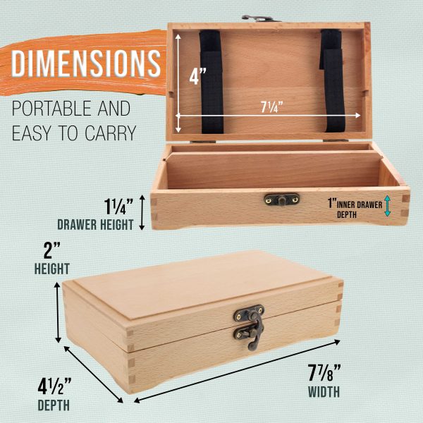 Multi-Function Unfinished Beechwood Artist Tool and Brush Storage Box with Locking Clasps - Protect and Organize and Transport Pencils, Erasers, Tools & Supplies Online Hot Sale - Image 3