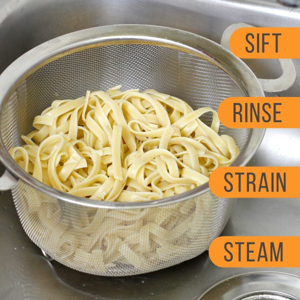 U.S. Kitchen Supply® 3 Quart Stainless Steel Mesh Net Strainer Basket - Wide Rim, Resting Feet & Handles - Colander to Strain, Rinse, Fry, Steam or Cook Vegetables & Pasta Fashion - Image 4