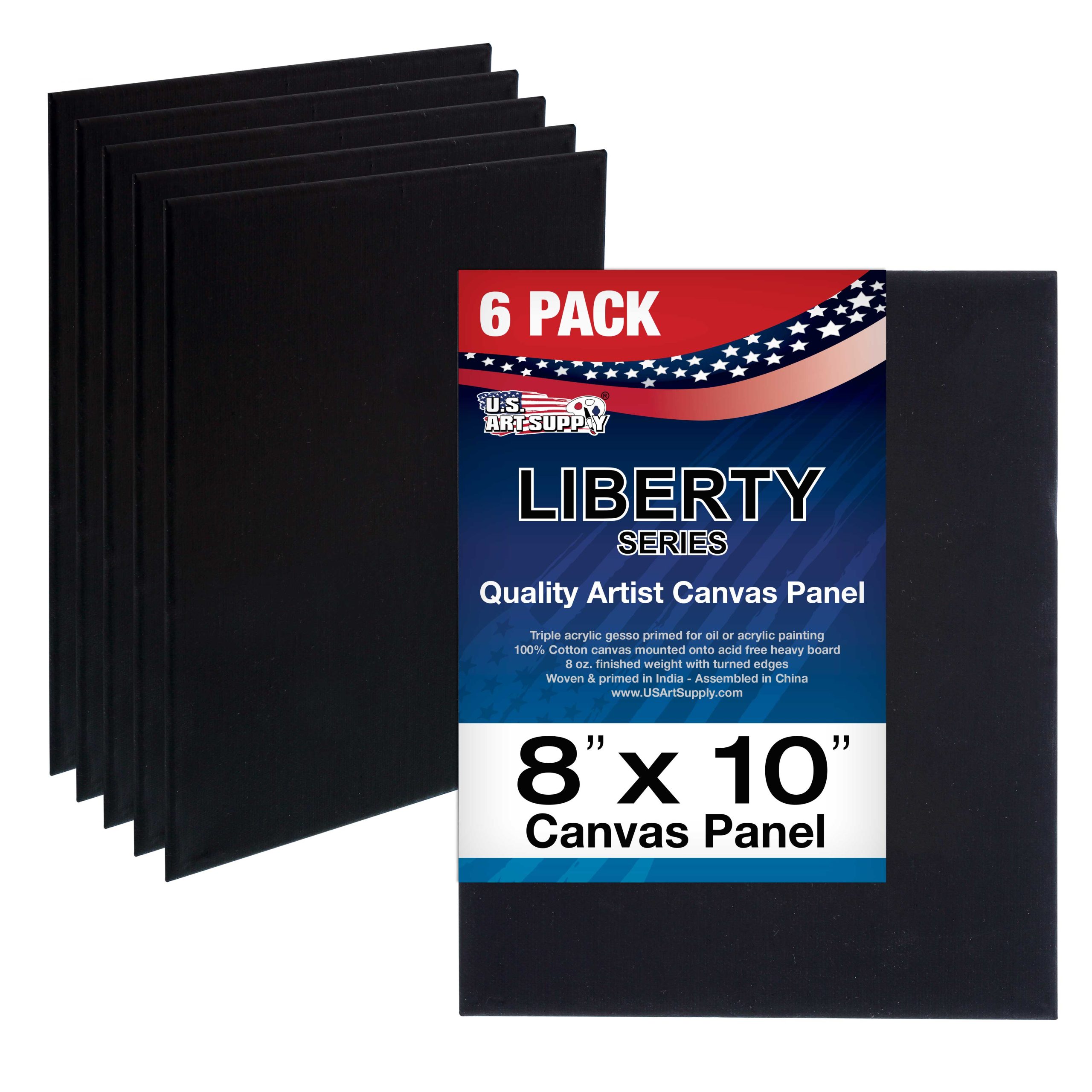 8  x 10  Black Professional Artist Quality Acid Free Canvas Panel Boards for Painting 6-Pack Cheap
