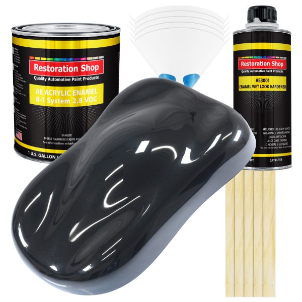 Phantom Black Pearl Acrylic Enamel Auto Paint - Complete Gallon Paint Kit - Professional Single Stage Automotive Car Coating, 8:1 Mix Ratio 2.8 VOC Fashion