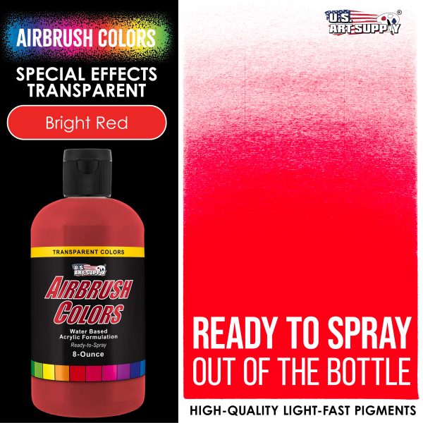 Bright Red, Transparent Acrylic Airbrush Paint, 8 oz. Online now - Image 2