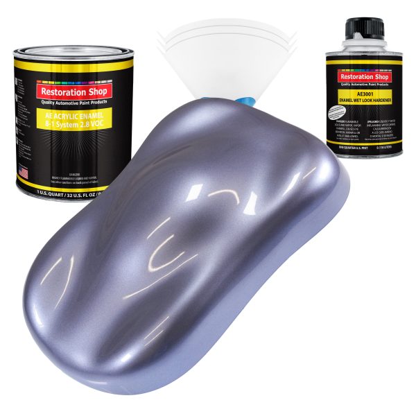 Astro Blue Metallic Acrylic Enamel Auto Paint - Complete Quart Paint Kit - Professional Single Stage Automotive Car Coating, 8:1 Mix Ratio 2.8 VOC For Sale