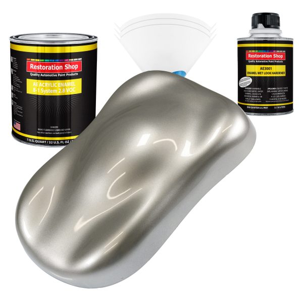 Pewter Silver Metallic Acrylic Enamel Auto Paint - Complete Quart Paint Kit - Professional Single Stage Automotive Car Coating, 8:1 Mix Ratio 2.8 VOC on Sale
