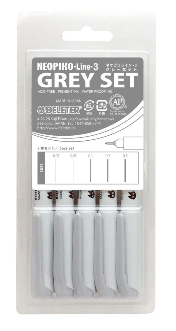 Deleter Neo Pico Line-3 Gray 5-Piece Set for Precision Drawing Online Sale